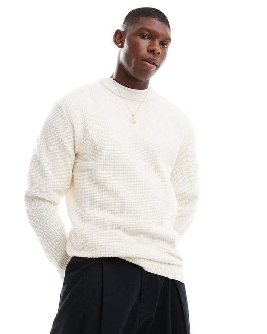 River Island – langärmliger pullover in White für Herren