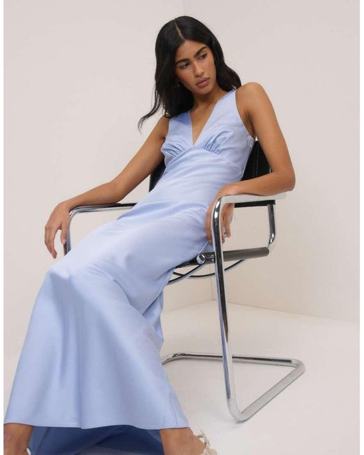 Nobody's Child Blue Satin Joey Maxi Dress