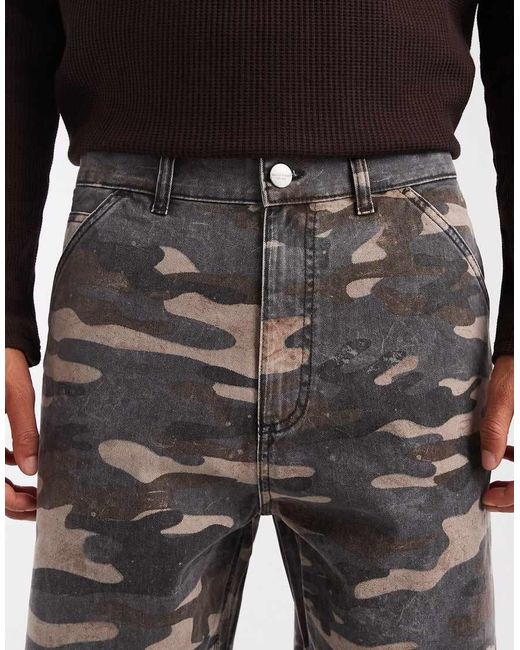 Jack & Jones Black Alex baggy Workwear Camo Pants for men