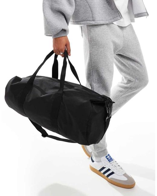 ASOS Gray Weekend Holdall Barrel Bag With Contrast Puller for men