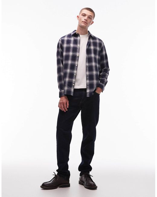AllSaints – haven – langärmliges karohemd in Blue für Herren