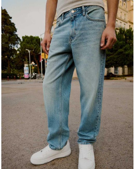 Bershka Green Tall Straight-Leg Jeans for men