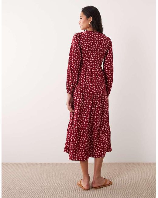 Wednesday's Girl Red Long Sleeve Wrap Midaxi Dress