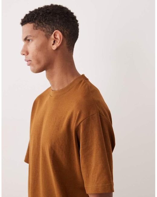SELECTED Brown Heavyweight Oversized T-shirt for men