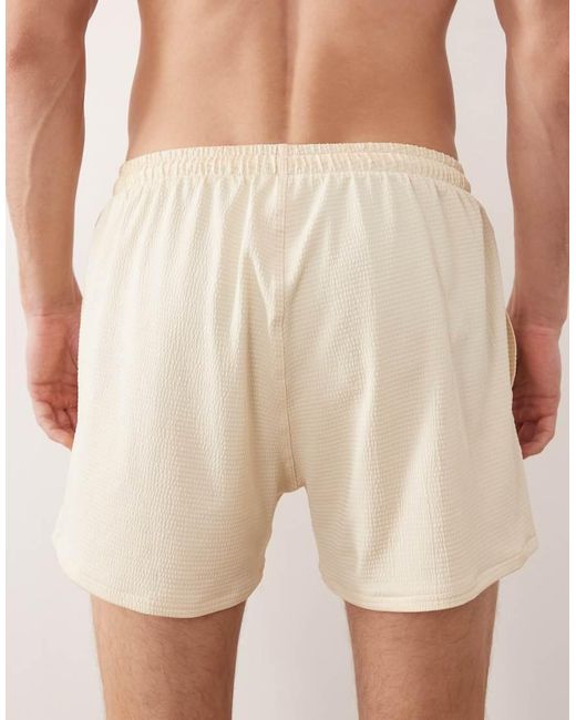 Free Society Natural Seersucker Swim Shorts for men
