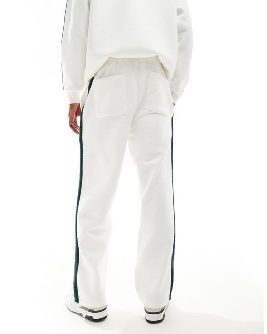 ASOS White Straight Leg joggers With Side Taping And Print for men