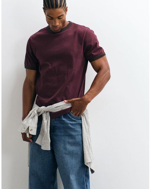 ASOS Brown Regular Ringer T-shirt for men