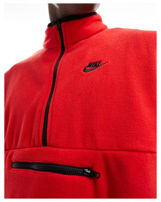 Nike Red Club Polar Fleece Half Zip Sweat for men