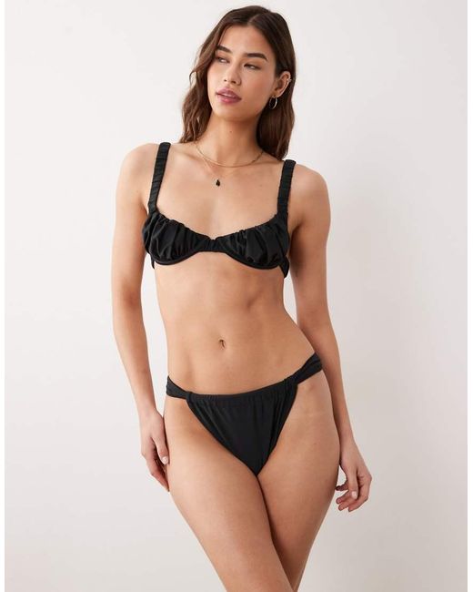 Miss Selfridge Black Mix And Match Ruched Cup Bikini Top