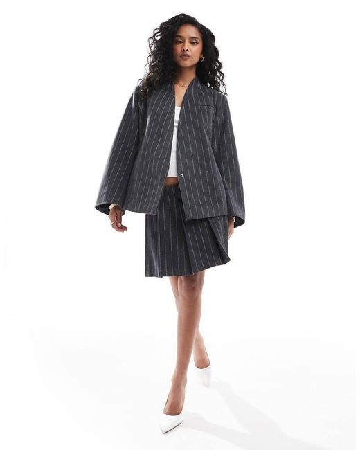 ASOS Blazer Van Wolmix Met Krijtstreep in het Black
