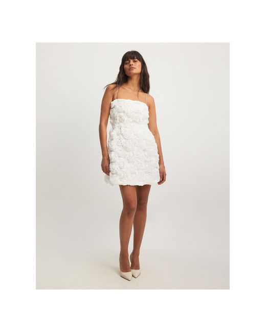 NA-KD White Applique Flower Mini Dress