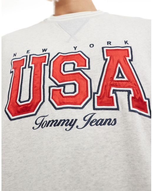 Tommy Hilfiger White International Games Unisex Usa Crew Neck Sweatshirt