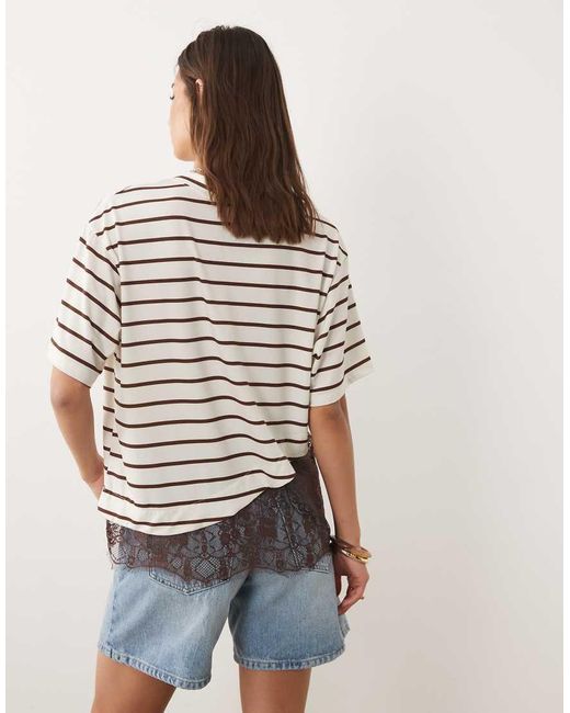 ASOS White Short Sleeve T-Shirt With Lace Hem