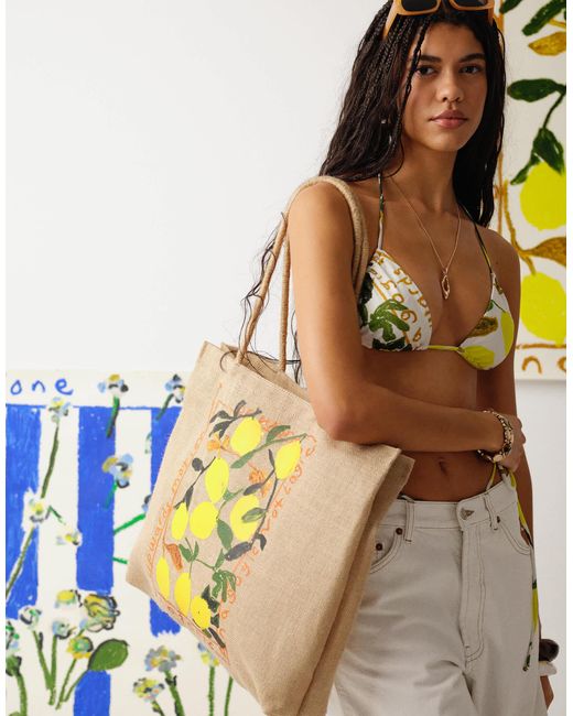 TOPSHOP Multicolor – tallie – tragetasche mit zitronenprint-grafik