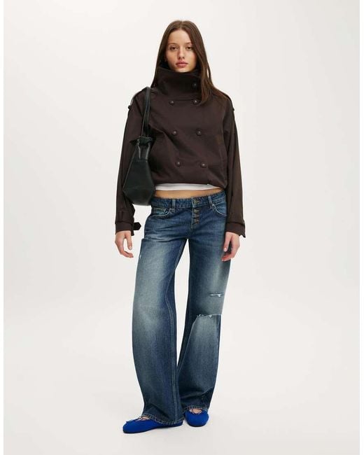Cotton On Black Porter Cropped Trench