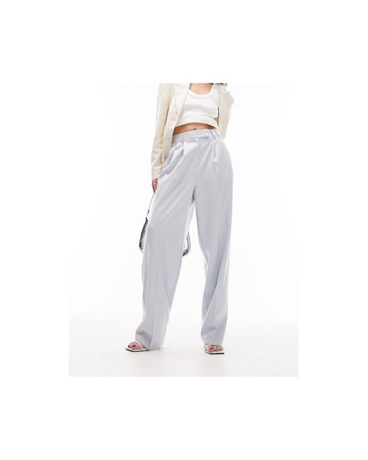 TOPSHOP White Straight Tailored Pants