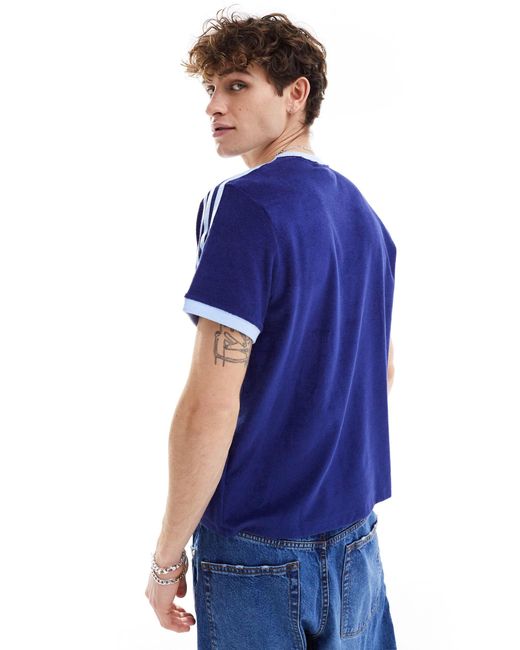 T-shirt unisexe en tissu-éponge à 3 bandes Adidas Originals en coloris Blue