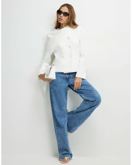 River Island Blue Long Sleeve Short Cape Blazer