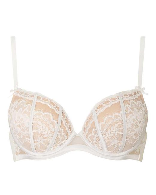 Ann Summers White Bridal Caged Lace Padded Plunge Bra