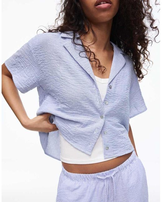Bershka White Rustic Short Sleeve Shirt