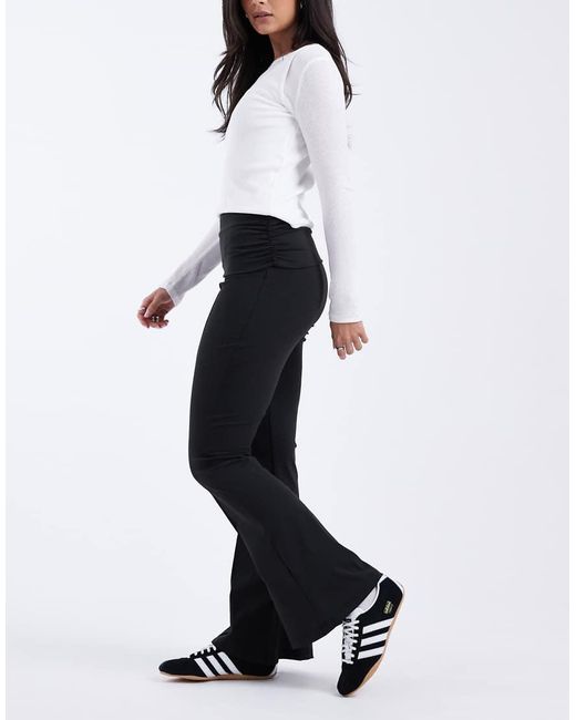 ASOS Gray Sculpting Fold Over Waist Flare Trouser