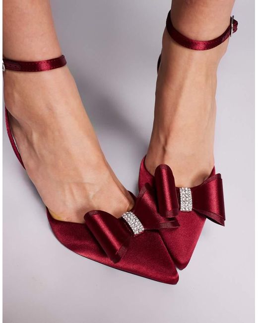 New Look Pink Satin Bow Court Heels