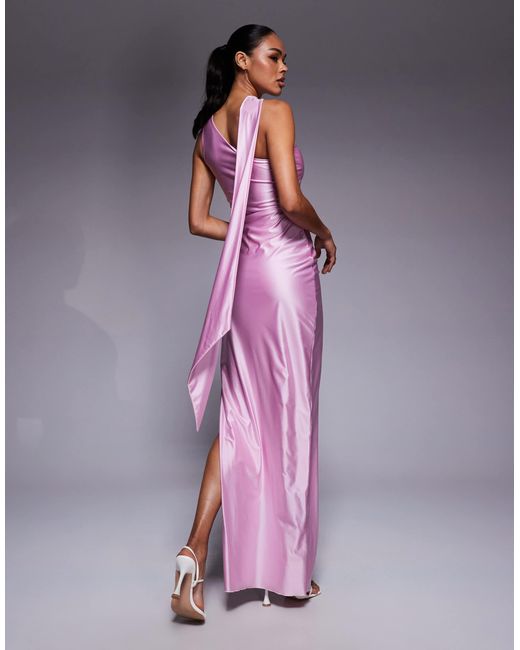 Oh Polly Purple Sheril Scarf Neck Maxi Dress