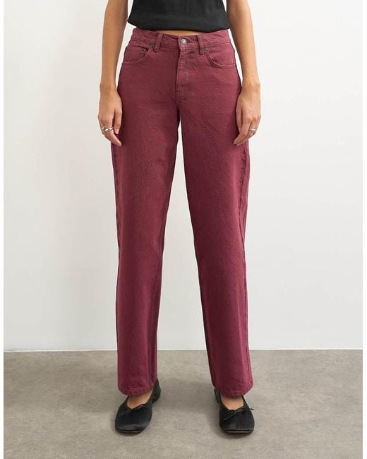 TOPSHOP Red Cinch Low Rise Relaxed Jean