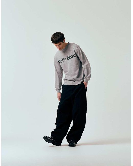 No Problemo Gray 100% Cotton Large Logo Sweatshirt for men