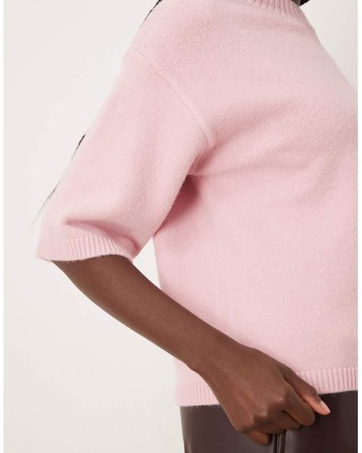 Mango Pink Short Sleeve Knitted Top