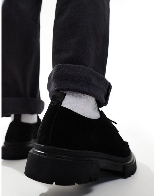 ASOS Black Lace Up Shoes With Apron Seam Detail for men
