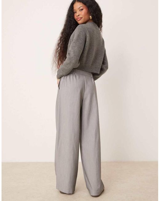 ASOS Natural Petite Tailored Relaxed Straight Leg Pants