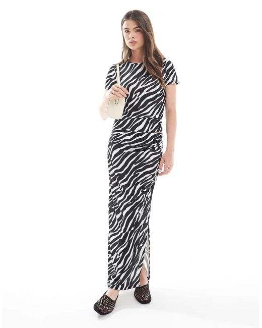 Camiseta Con Diseño Encogido Y Estampado De De Punto Liso De (Parte De Un Conjunto)-Blanco Vero Moda de color Black