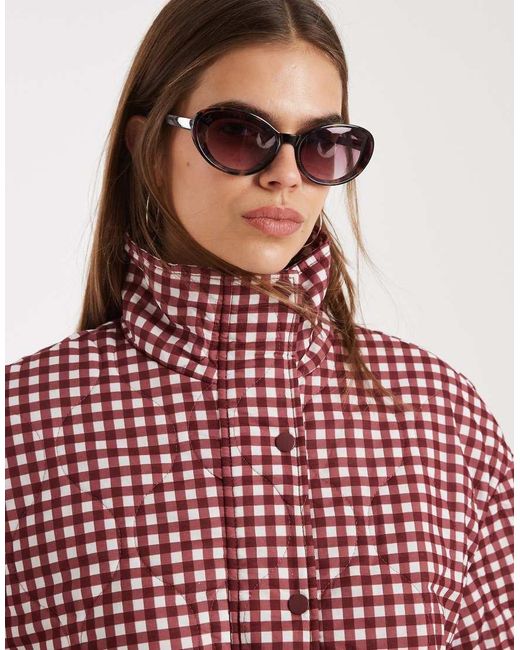 ASOS Red Quilted Bomber Jacket With Yoke Detail