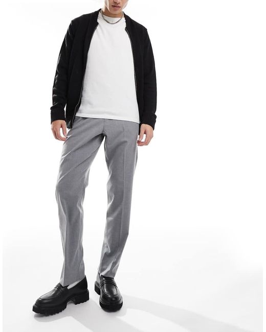 Jack & Jones Black Drawstring Smart Tapered Loose Trousers for men