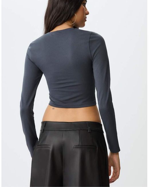 Stradivarius Basic Cropped T-Shirt in het Blue