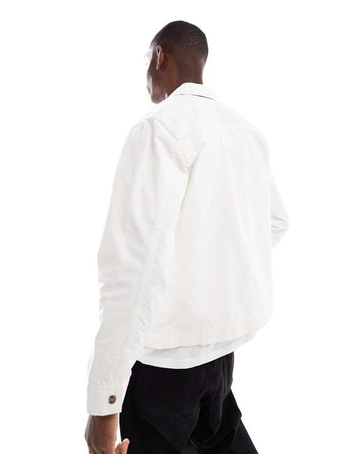 New Look White Twill Button Up Jacket for men