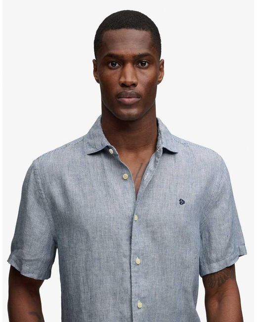 Superdry Gray Riviera Short Sleeve Linen Shirt for men