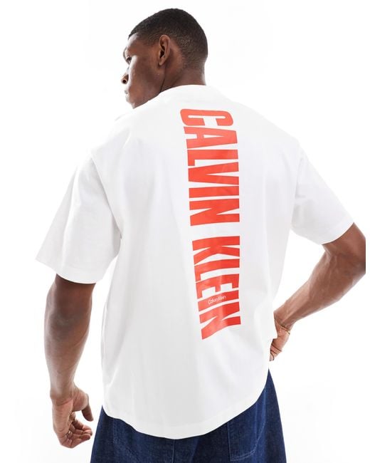 Calvin Klein White Vertical Back Print T-shirt for men