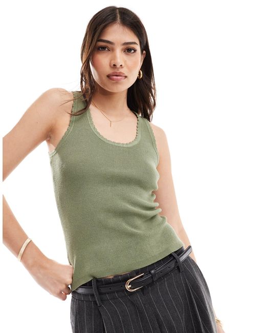 Y.A.S Green Scalloped Edge Vest Top