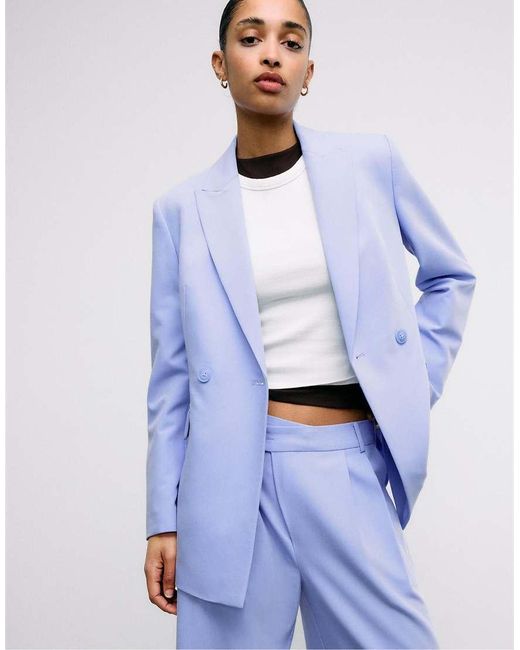 Stradivarius Blue Fitted Blazer