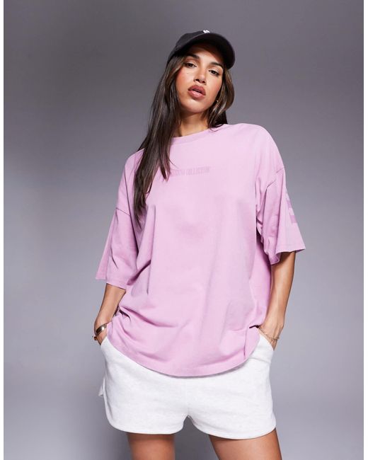 ASOS Pink Weekend Collective Icon Oversized T-shirt With Stacked Back Logo