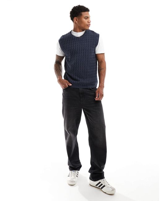 ASOS – locker geschnittenes strick-tanktop in Blue für Herren