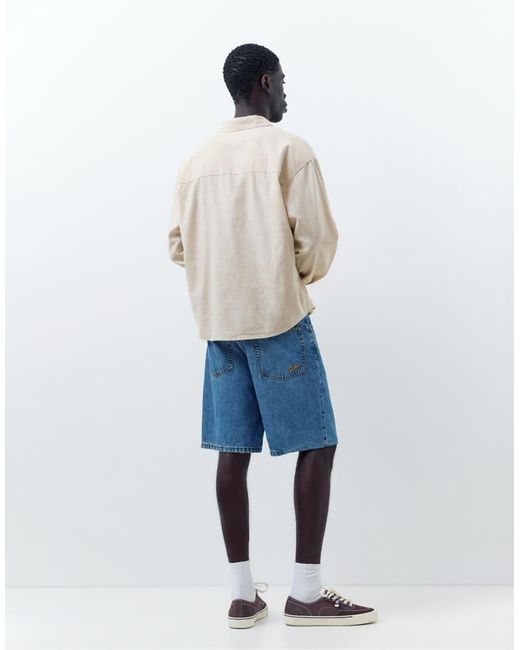 Pull&Bear Natural Linen Blend Shirt for men