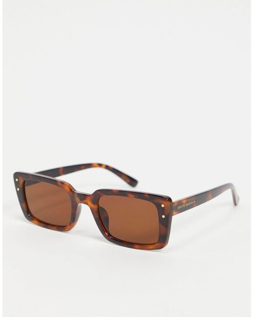 South Beach Brown Rectangle Frame Sunglasses