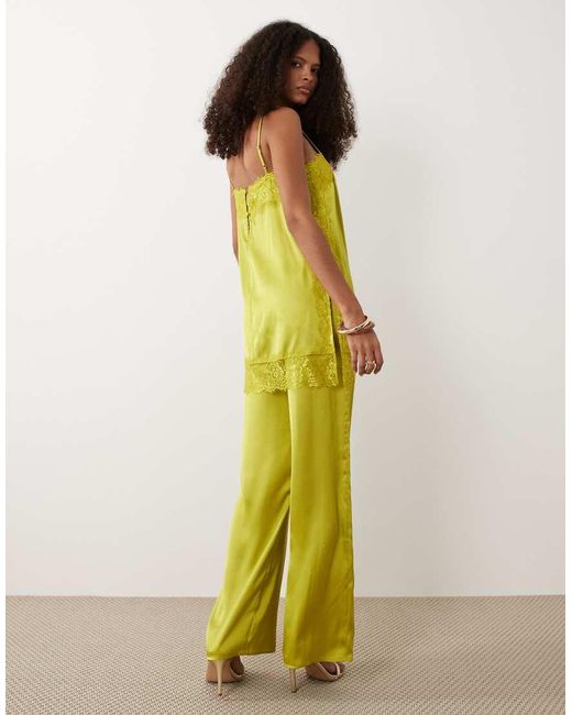 ASOS Yellow Satin Lace Cami Jumpsuit