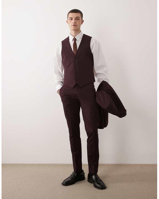 ASOS Purple Skinny Suit Waistcoat for men