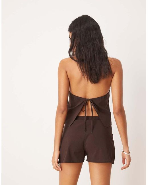 ASOS Brown Co-ord Bengaline Hot Pant Shorts