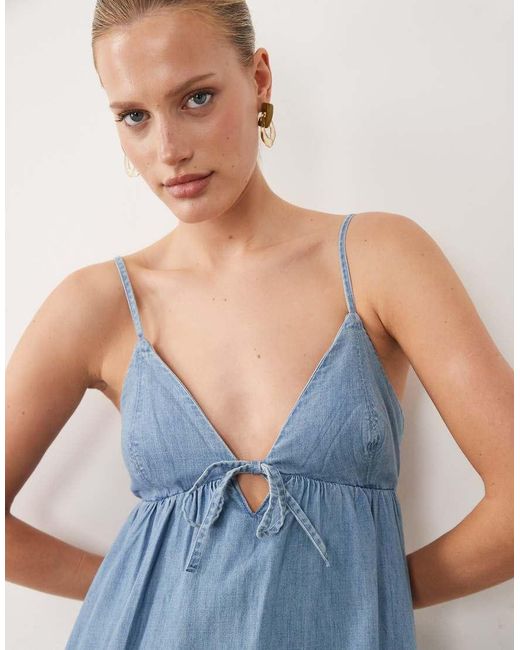 Abercrombie & Fitch Blue Strappy Flowy Mini Dress Skort With Built