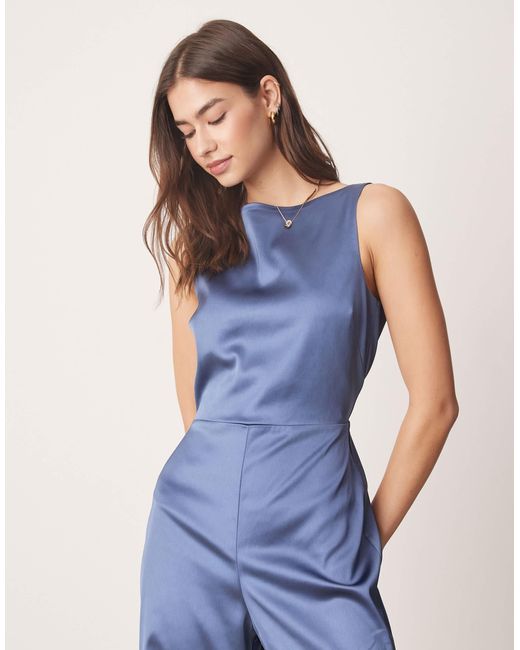 Abercrombie & Fitch Blue – ärmelloser, hochgeschlossener, figurformender jumpsuit